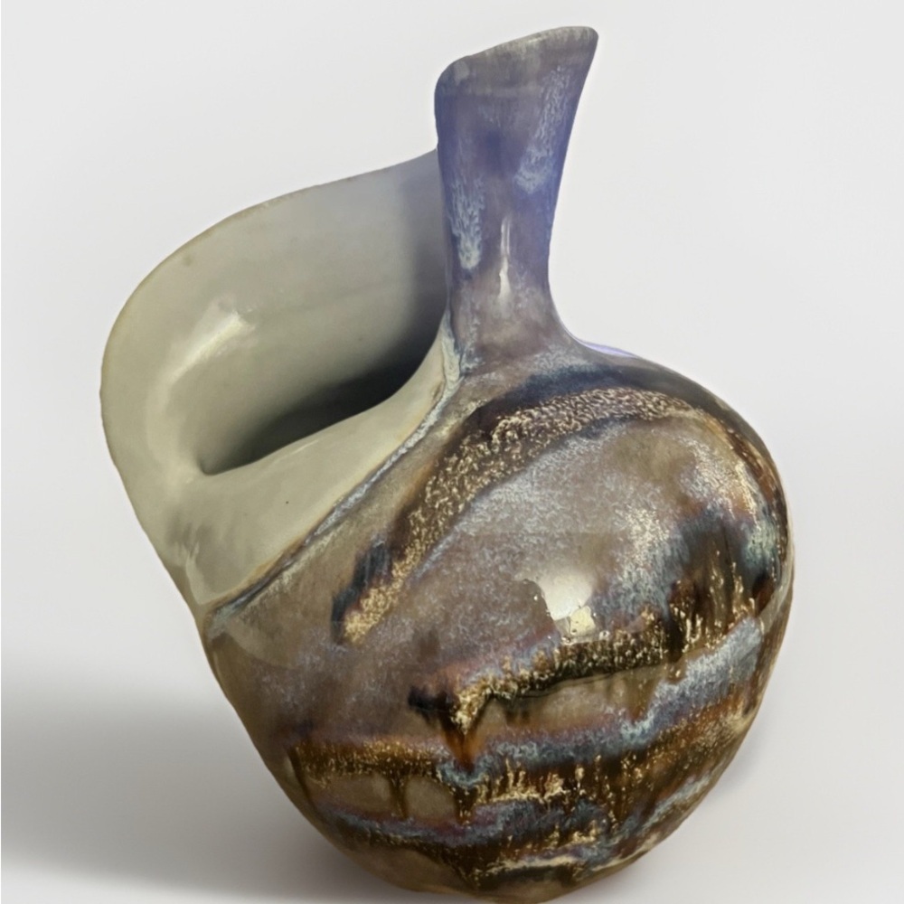 Vintage Art Pottery Ceramic Glazed Vase Signed Dudley Hawaii